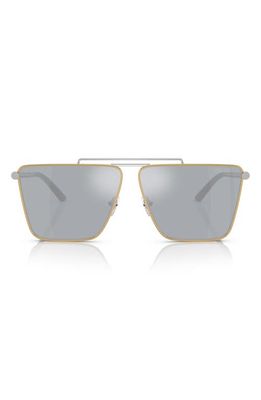 Versace 64mm Mirrored Oversize Pillow Sunglasses in Blue Mirror