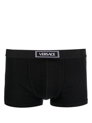 Versace 90s Versace logo-waistband cotton boxer briefs - Black