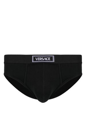 Versace 90s Versace logo-waistband cotton briefs - Black