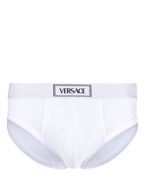 Versace 90s Versace logo-waistband cotton briefs - White