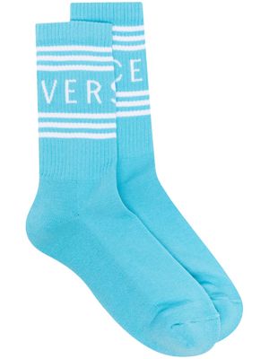 Versace 90s Vintage Logo logo-print socks - Blue