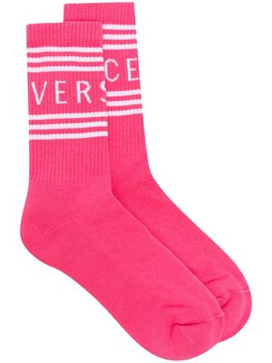 Versace 90s Vintage Logo logo-print socks - Pink