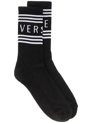 Versace 90s Vintage-logo ribbed socks - Black