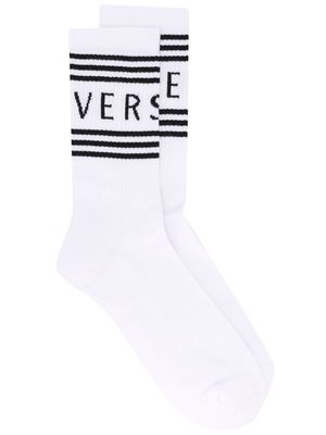 Versace 90s Vintage-logo ribbed socks - White