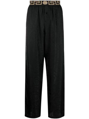 Versace abstract-pattern straight-leg trousers - Black