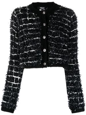 Versace abstract-print brushed cardigan - Black