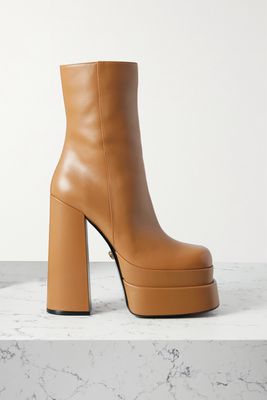 Versace - Aevitas Leather Platform Ankle Boots - Brown