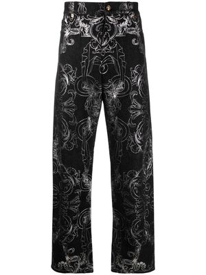 Versace all-over baroque-print denim jeans - Black