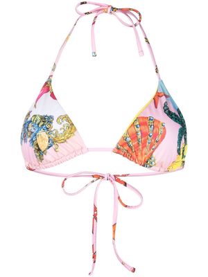 Versace all-over graphic-print bikini top - Pink