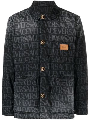 Versace all-over logo denim jacket - Black