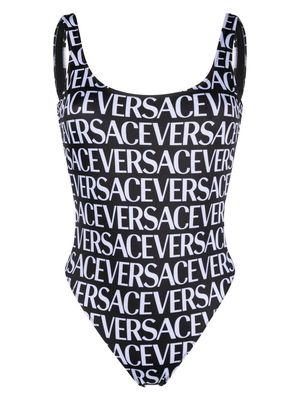 Versace all-over logo print one-piece - Black
