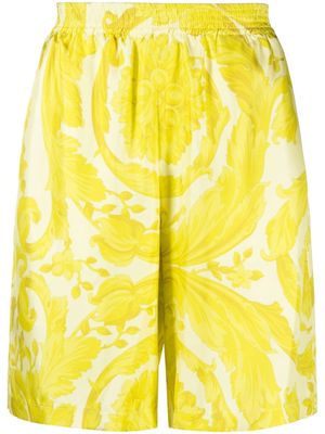 Versace all-over print silk shorts - Yellow