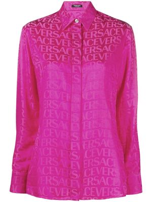Versace Allover-print satin shirt - Pink