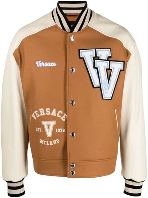 Versace appliqué-logo bomber jacket - Brown