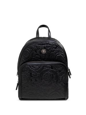 Versace appliqué-logo leather backpack - Black