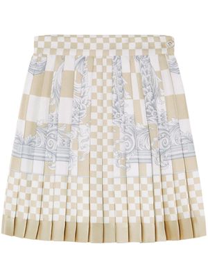 Versace Barocco checkerboard-print silk miniskirt - Neutrals