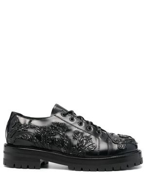 Versace Barocco column leather shoes - Black