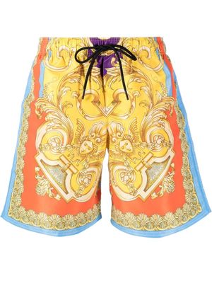Versace Barocco Goddess-print swim shorts - Yellow