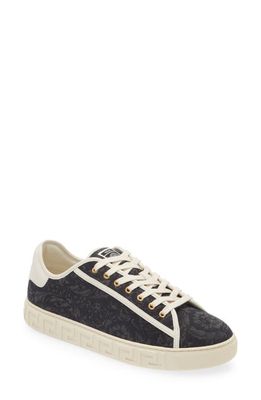 Versace Barocco Greca Low Top Sneaker in Black White-Light Gold