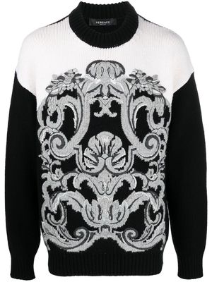 Versace Barocco intarsia-knit jumper - Black