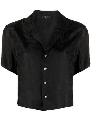 Versace Barocco-jacquard cropped shirt - Black