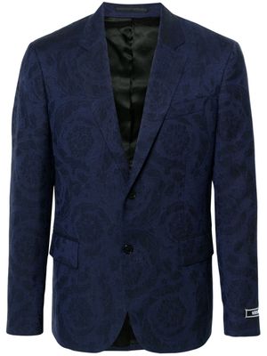 Versace Barocco-jacquard single-breasted blazer - Blue