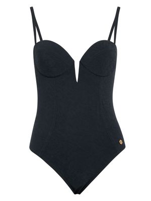 Versace Barocco-jacquard swimsuit - Black