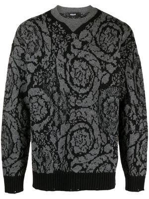 Versace Barocco-jacquard wool jumper - Grey