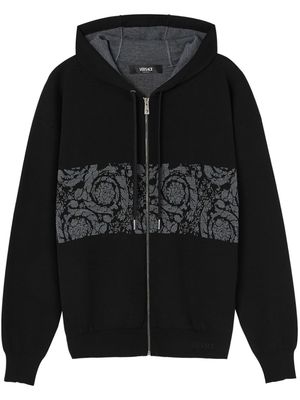 Versace Barocco-jacquard zip-up hoodie - Black