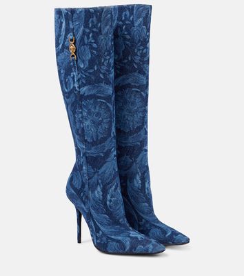 Versace Barocco jaquard knee-high boots