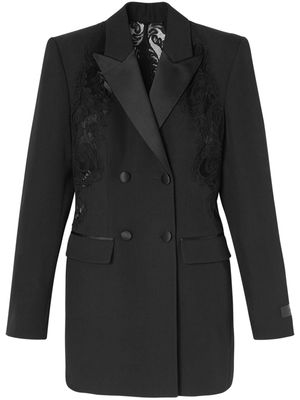 Versace Barocco lace-embellished double-breasted blazer - Black