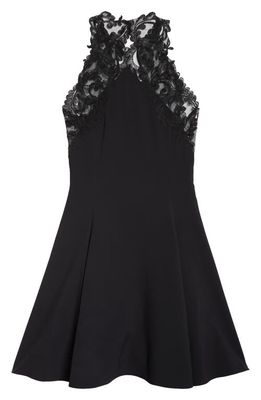 Versace Barocco Lace Halter Neck Open Back Satin Cocktail Minidress in Black