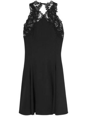 Versace Barocco-lace trim halterneck minidress - Black