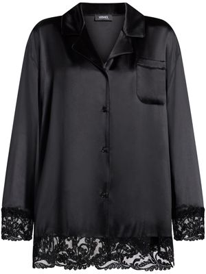 Versace Barocco lace-trim silk shirt - Black