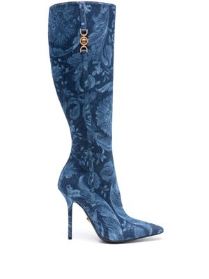 Versace Barocco Medusa '95 120mm knee-high boots - Blue