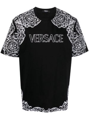 Versace Barocco-motif logo-print cotton T-shirt - Black