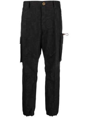 Versace Barocco-motif tapered-leg cargo trousers - Grey