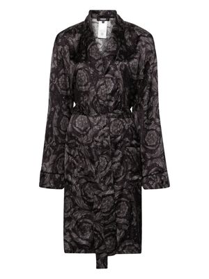 Versace Barocco-print belted robe - Black