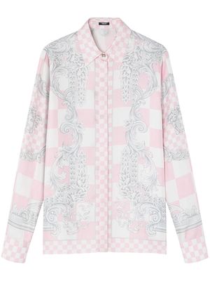 Versace Barocco-print checked shirt - Pink