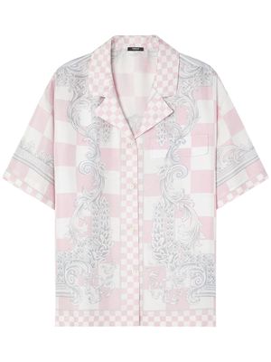 Versace Barocco-print checked silk shirt - Pink