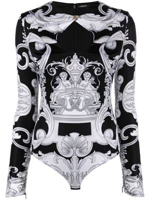 VERSACE Barocco-print cut-out bodysuit - Black