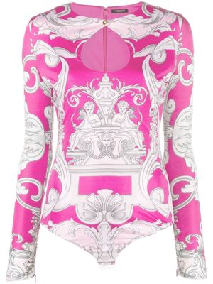 Versace Barocco-print cut-out bodysuit - Pink