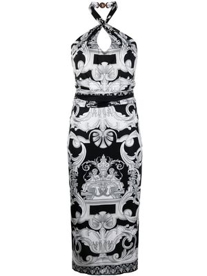 VERSACE Barocco-print cut-out midi dress - Black