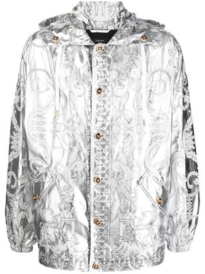 Versace Barocco-print hooded jacket - Silver
