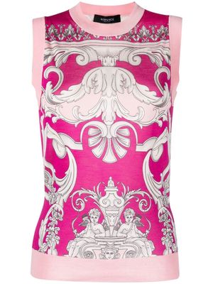Versace Barocco-print knitted tank top - Pink
