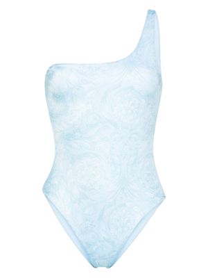 Versace Barocco-print one-shoulder swimsuit - Blue