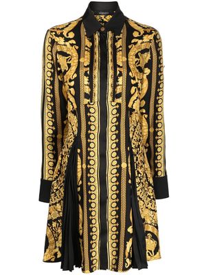 Versace Barocco-print pleated dress - Yellow