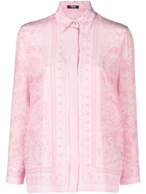 Versace Barocco-print silk shirt - Pink