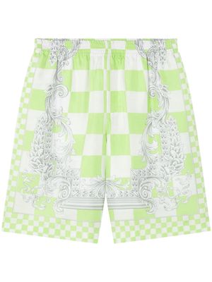 Versace Barocco-print silk shorts - Green