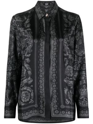 Versace Barocco-print silk twill shirt - Black